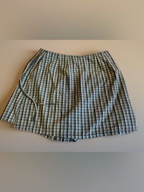 Style & Co Y2K Plaid Wrap Skort Front Zip Side Tie Mini Skirt Preppy Schoolgirl